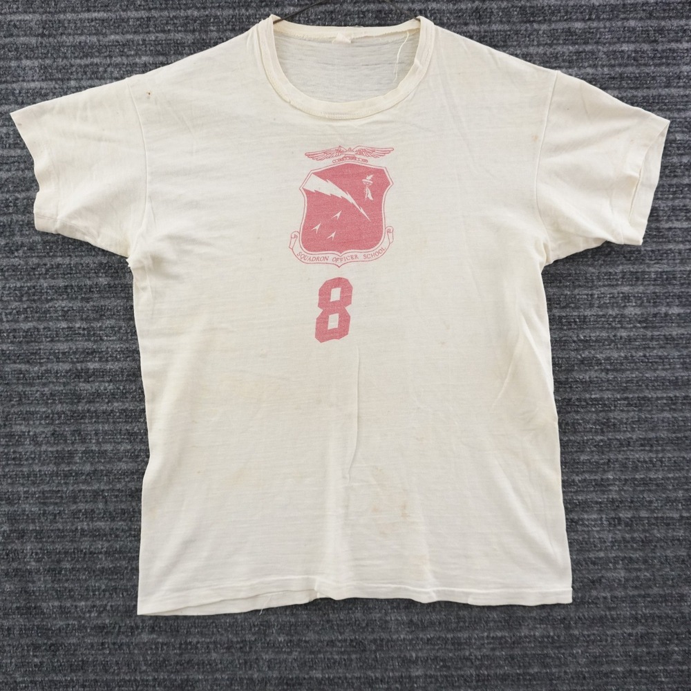 Vintage 50s Russell Southern Co Squadron Officer School T-shirt Mens L White 8
